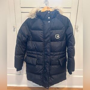 COACH Black Puffer Coat with Fur Trim